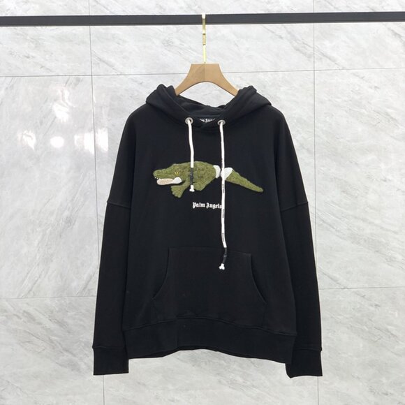 NWT Palm Angels Crocodile Embroidered Hoodie Black - Picture 2 of 9
